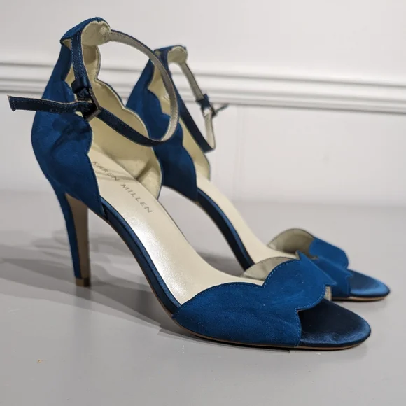 Karen Millen scalloped sandals - teal - size 37 - Picture 4 of 10